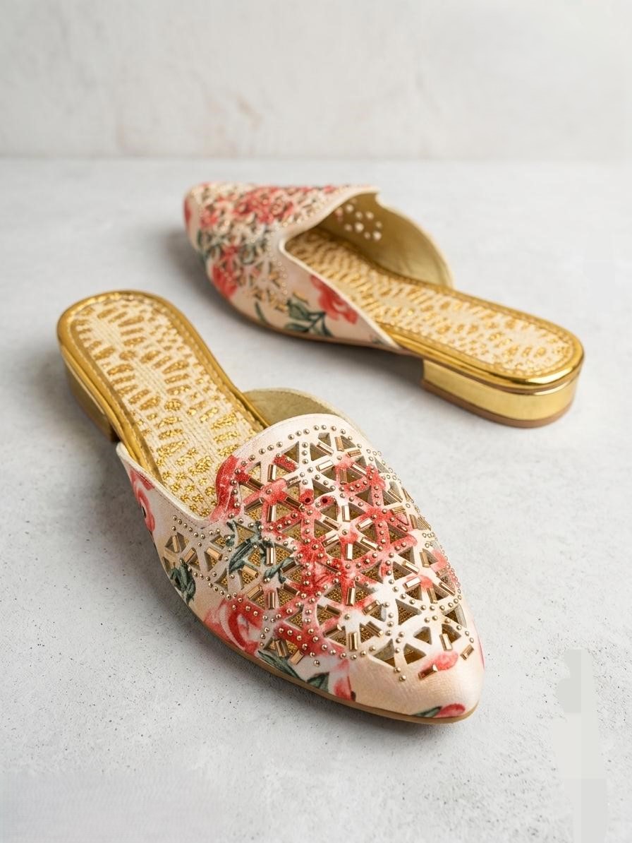 Fancy Embroidered Floral Jutis for Women | Designer Ethnic Partywear Bellies | Stylish Rajasthani Jutti for Shadi & Festivals